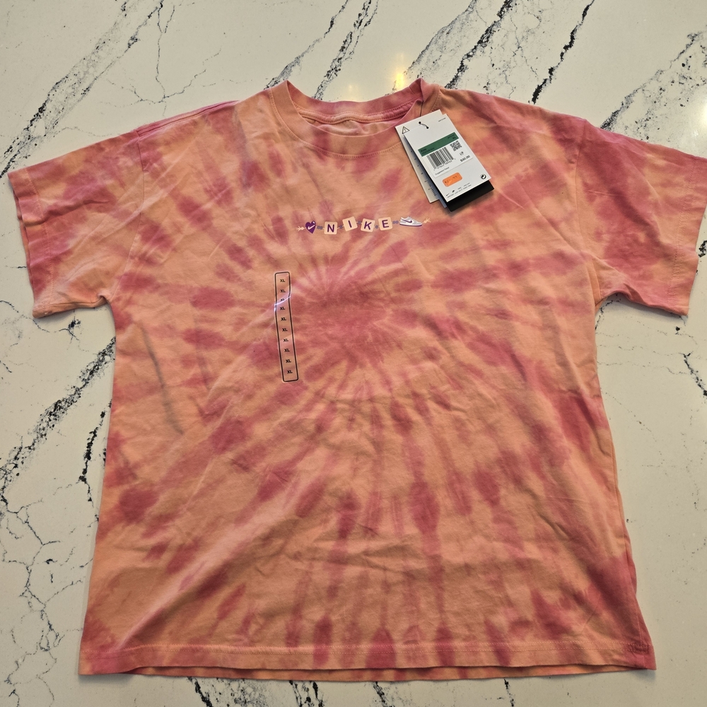 Nike Kids Tie-Dye T-Shirt - Pink and Orange